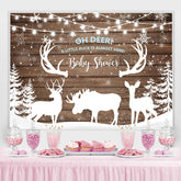 Lofaris Snowy Winter With Deers and Trees Baby Shower Backdrop
